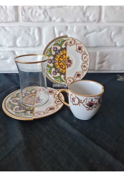 Konyax 18 Parçalık Kahve Çay Seti Verde Çok Renkli