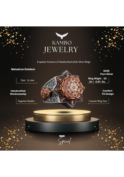 Metatron Sembol Yüzüğü, Kabbalah Yüzüğü, 925 Ayar Gümüş Yüzük Gümüş