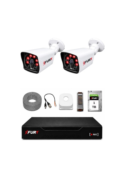 Fury 2 Kameralı Güvenlik Kamera Seti 2mp 1080p Full Hd 6 Atom Led Gece Görüşlü 1 Tb Hdd 5525