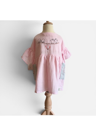 Bebe Kız Çocuğu Muslin Boho Elbise Pembe