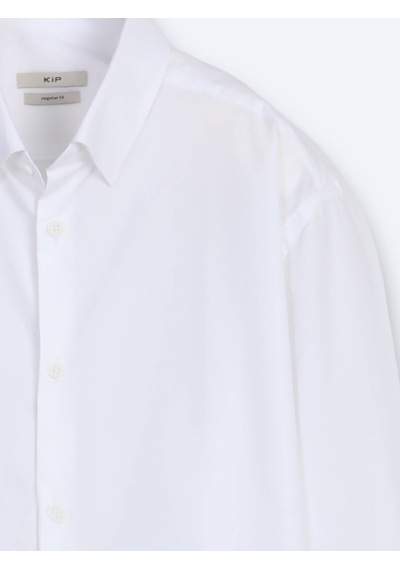 Kip Beyaz Çizgili Regular Fit Uzun Dokuma Casual %100 Pamuk Gömlek