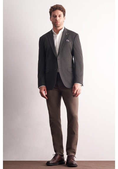 İmza Haki Mono Yaka Kendinden Desenli Pamuklu 4 Drop Comfort Fit Classic Ceket 1002255158 Haki İmza Haki Mono Yaka Kendinden Desenli Pamuklu 4 Drop Comfort Fit Classic Ceket 1002255158 Haki