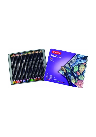 Derwent Studio Pencils Kuruboya Kalemi Teneke Kutu 24 Renk