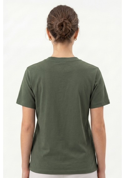 Goffra Kadın Vision V Yaka Premium Kalite Yoğun Dokulu Pamuklu T-shirt Haki W102-r0220-06