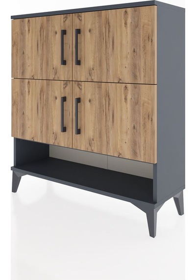 Arges Şifonyer 4 Raflı 4 Kapaklı 88x30x96 Antrasit-çam Antrasit
