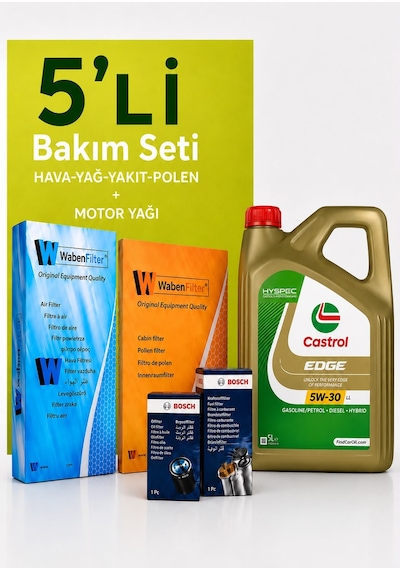 Bosch-waben Skoda Octavia 1.6 Dizel Filtre Bakım Seti-castrol Edge 5w30 5lt 2010-2013 4 Lü