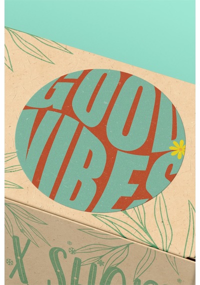Good Vibes Motive Edici Yuvarlak Sticker Etiket 3x3cm St2401 Çok Renkli