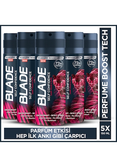 Blade Self Confidence Erkek Alüminyumsuz Deodorant 5x150 Ml