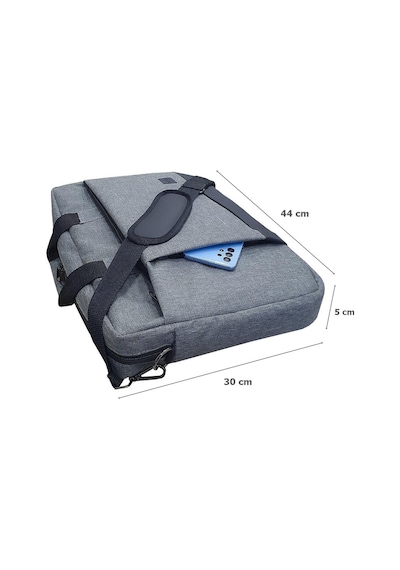 Gbmotion 3 Bölmeli Evrak Laptop El Omuz Çantası 17,3 İnç Gri