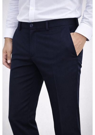 Classics Men Caserta Regular Fit Erkek Armürlü Keten Pantolon - 7635 Lacivert