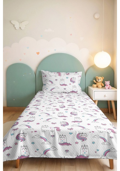 Evimde Bambaşka Unicorn Gökkuşağı Beyaz Kız Çocuk Pike Takımı-pastel Pembe Mavi Bebek Odası Yatak Örtüsü-160x220 CM Evimde Bambaşka Unicorn Gökkuşağı Beyaz Kız Çocuk Pike Takımı-pastel Pembe Mavi Bebek Odası Yatak Örtüsü-160x220 CM