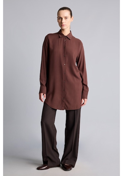 Defacto Regular Fit Gömlek Yaka Önden Düğmeli Uzun Kollu Tunik Z3538az26spbn328 Kahve-bn328