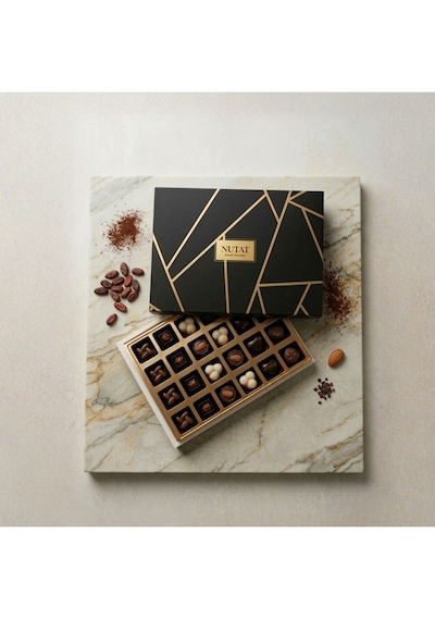 Nutat 300g Spesiyal Hediye Çikolatası - Dubai Çikolatalı & Karışık Dolgulu Gurme Seçki/gold Siyah