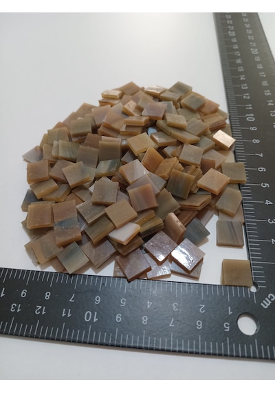 Açık Kahve Kare Vitray Cam Mozaik Taşı - Sanatsal Mozaik İçin Yaklaşık 10 X 10 Mm