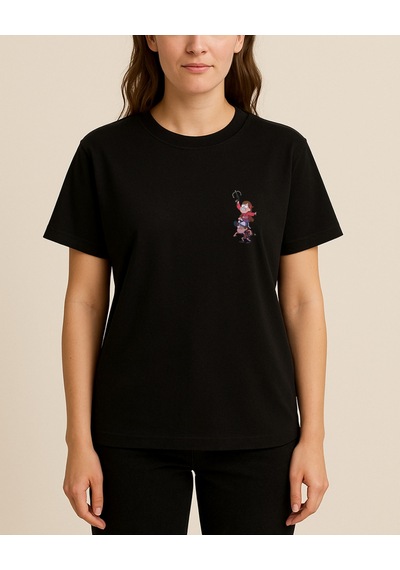 Dişsiz Tasarımlı Baskılı T-shirt Siyah