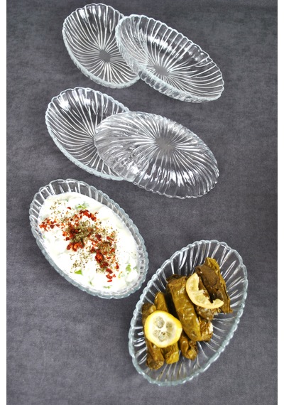 6 Adet Sunum Kayık Tabak Meze Tabağı Çerez Kasesi