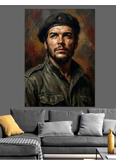 Devrimci Lider Che Guevara Portresi Dekoratif Kanvas - Mdf Ahşap Tablo