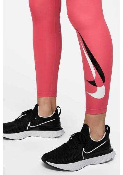 Nike One Dri Fit Big Double Swoosh Leggings 7/8 Toparlayıcı 2 İç Cepli Koyu Pembe Tayt Pembe