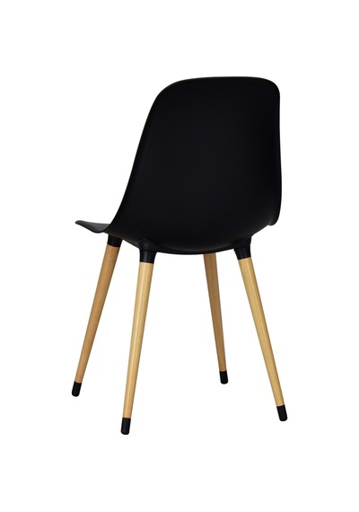 Vilinze Eames Naturel Ahşap Ayak Plastik Siyah Sandalye Eames-beyaz Siyah - Naturel