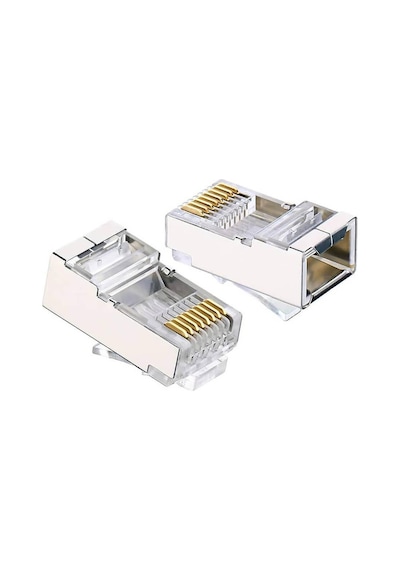 Koodmax - 100 Adet - 3u" Gold Plated Stp Cat5e Rj45 Metal Konnektör - 8p8c Ethernet Kablo Ucu Jack