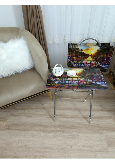 Çanta Zigon Sehpa,4'lü Sehpa, Zigon Sehpa, Camlı Sehpa - Bisiklet