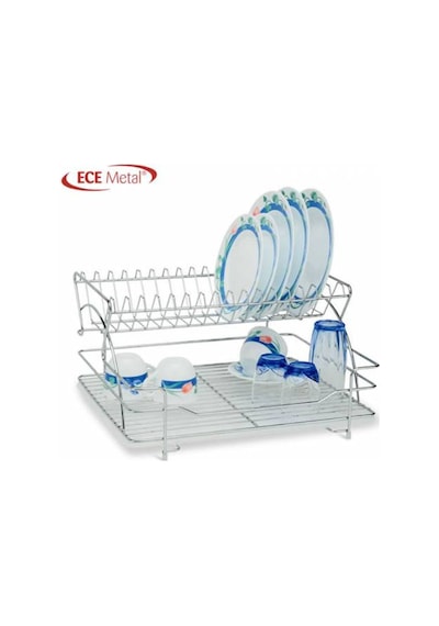 Ece Metal Deluxe Bulaşık Sepeti 2 Katlı Paslanmaz Bulaşık Sepeti