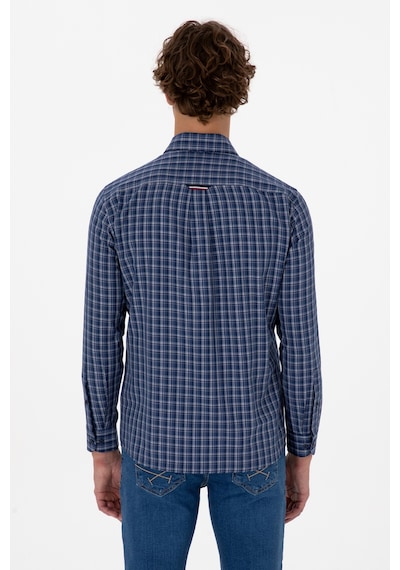 U.S. Polo Assn. Erkek Mavi Ekoseli Uzun Kollu Lacivert Gömlek 50316631-VR032