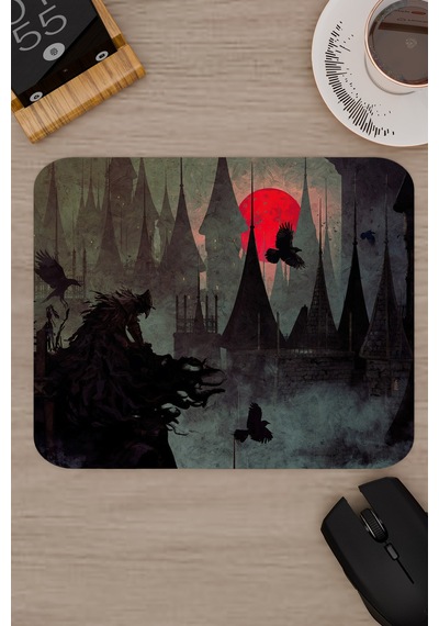 Bloodborne Kaymaz Dikişli Kauçuk Oyuncu Mousepad V3 - 22x18 Gaming Mouse Pad Fare Altlığı