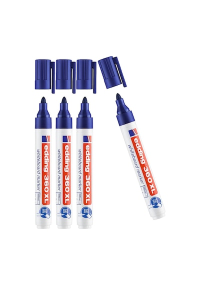 Edding 360 XL Doldurulabilir Beyaz Tahta Kalemi 4 Lü Set Mavi