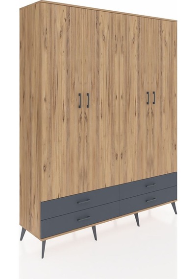 Hyperion Gardrop 6 Raflı 4 Çekmeceli 2 Askılı 176x44x221 Çam-çam/antrasit Çam/antrasit Hyperion Gardrop 6 Raflı 4 Çekmeceli 2 Askılı 176x44x221 Çam-çam/antrasit Çam/antrasit