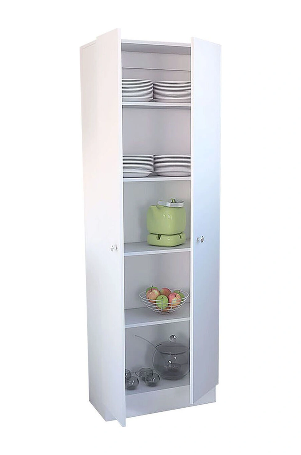 Mez Çok Amaçlı Dolap,5 Raflı, 2 Kapaklı Mutfak Dolabı Kiler Dolabı Banyo Dolabı Beyaz
