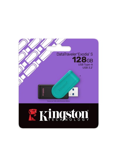 Datatraveler Exodia S Usb Bellek - 128gb - Usb 3.2 Gen 1 - Usb Tip A - Siyah/turkuaz
