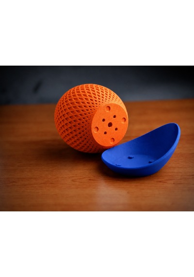 3d Baskı Küre Saksı - Kafes Dokulu İki Parçalı Dekoratif Saksı - Turuncu-mavi Diğer