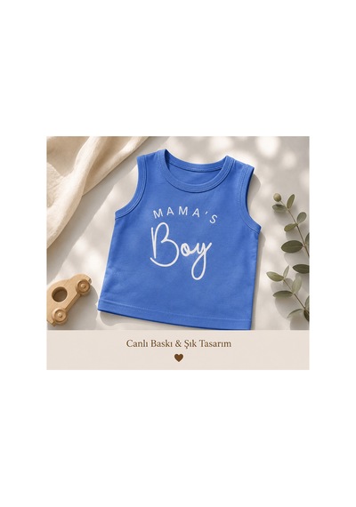 Çojuxs Erkek Bebek Mama's Boy Atlet Şort Takımı mavi