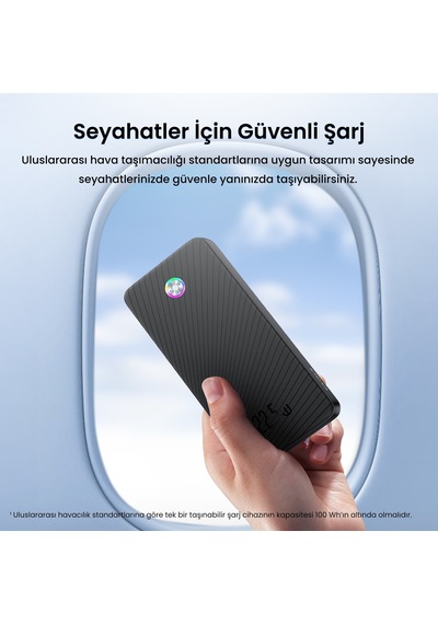 Rocoren 10000mah 22.5w Powerbank Pd Hızlı Şarj, 3 Çıkışlı Usb-c + Çift Usb-a Tablet Ve Telefonlarla Uyumlu Taşınabilir Şarj Cihazı Siyah