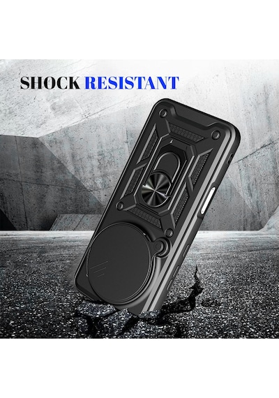 Caseonn Honor Magic 8 Pro Kılıf Sürgülü Kamera Korumalı Yüzüklü Mıknatıslı Tank Kapak Lacivert
