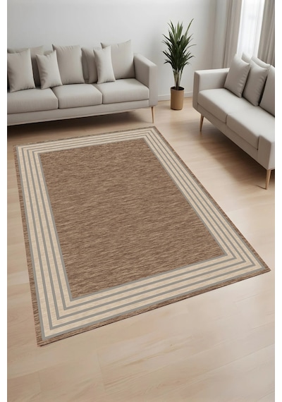 Rovigo Home Dijital Baskı Yıkanabilir Kaymaz Taban Salon Halısı Ve Yolluk Rv166-fnl472 Kahverengi