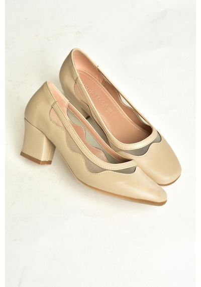 Fox Shoes U820052809 Ten Kalın Topuklu Kadın Ayakkabı Ten
