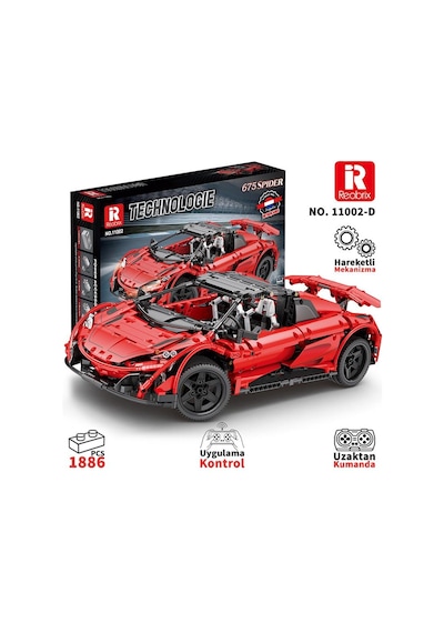 Reobrix Technic 11002-d 1/10 Mclaren 675lt Spider Araba Kumanda&motorlu Yaratıcı Yapı Blok Seti Building Blocks - 1886 Parça
