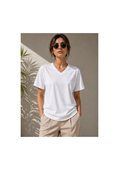 Butik İstanbul V Yaka Basic Tişört Kısa Kol Yazlık Regular Fit T-shirt - Beyaz Butik İstanbul V Yaka Basic Tişört Kısa Kol Yazlık Regular Fit T-shirt - Beyaz