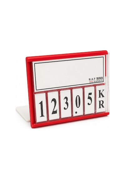 Fiyat Kasetlik Manav Kasap Şarküteri Etiketi Rakamlı Fiyatlık Ayaklı Küçük Boy 77x62 Mm Kırmızı