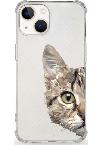 Apple Uyumlu iPhone 13 Mini  Darbe Emici Antişok Kapak Catface Tasarımlı Silikon Şeffaf Kılıf