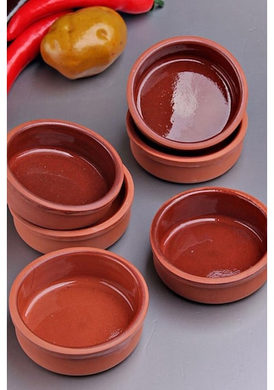 6'lı Sütlaç Çömlek Kase Seti 11 Cm Güveç Kase, Toprak Sufle Kabı, Fırın Kasesi, Doğal Toprak Kase Toprak