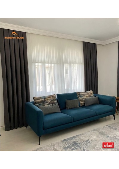 Brillant Marka Tül Perde Düz Etek Kurşunlu - Modern House - Brillant Marka Tül Perde Düz Etek Kurşunlu - Modern House -
