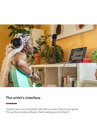 Scarlett 2i2 Gen 4 Ses Kartı: Kayıt, Şarkı Yazma, Yayın Ve Podcasting İçin Usb Audio Arayüzü, Stüdyo Kalitesin