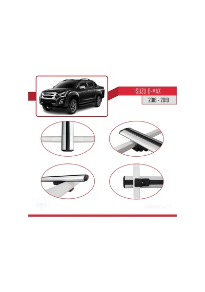 Isuzu D-max 2016-2019 Arası İle Uyumlu Basic Model Ara Atkı Tavan Barı Gri 3 Adet