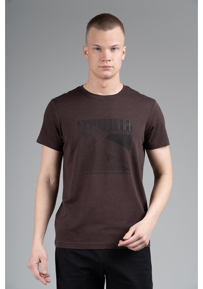 Maraton Regular Erkek Bisiklet Yaka Koyukahve- T-shirt Koyukahve-