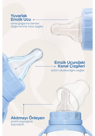 Wee Baby Klasik Kulplu PP Biberon 150 ML Mavi
