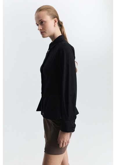 Antioch Peplum Poplin Gömlek Siyah