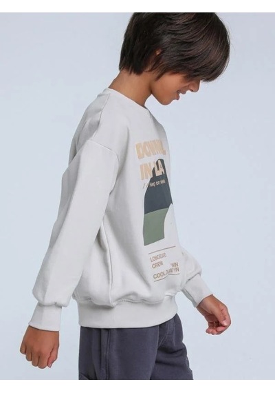 Jack Lions Erkek Çocuk Downhill Yazılı Yumuşak Dokulu Sweatshirt-14255 Gri